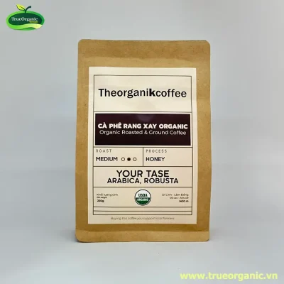 Cà phê rang xay organic organic Roasted & Ground coffee 70% Robusta & 30% Arabica